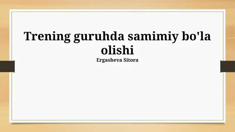 Samimiy muloqot usullari