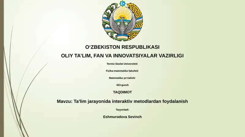 Ta'lim jarayonida interaktiv metodlardan foydalanish
