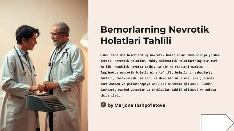 Bemorlarning Nevrotik Holatlari Tahlili