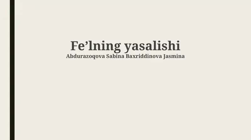 Fe’lning yasalishi