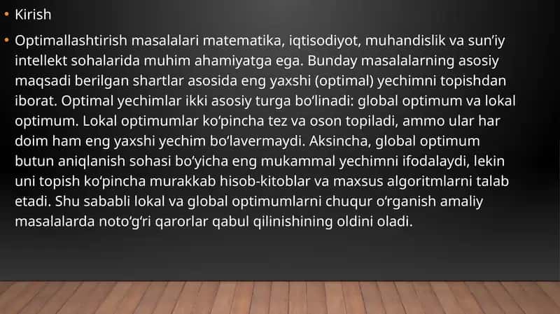 Optimallashtirish Masalalari