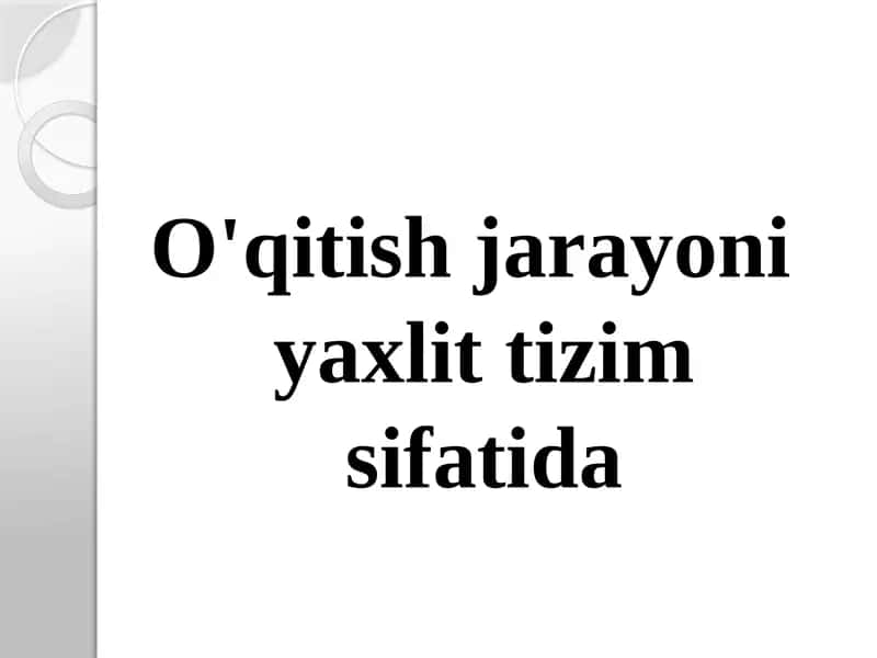 O'qitish jarayonida xalq ta'limi sifatida