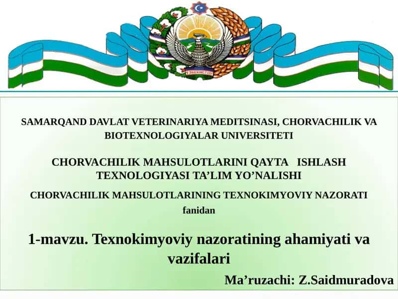 CHORVACHILIK MAHSULOTLARINI QAYTAISHLASH TEXNOLOGIYASI TA'LIM YO'NALISHI