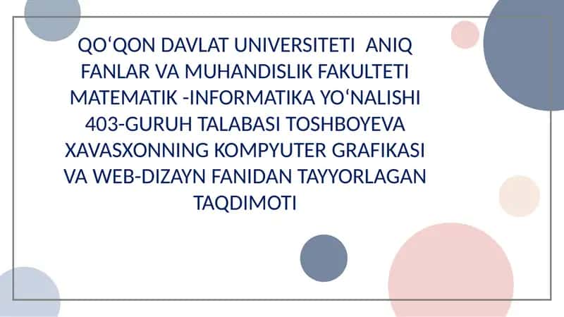 Mavzu : Adobe Photoshop dasturning grafik obyektlarda ranglar va qatlamlar bilan ishlash.