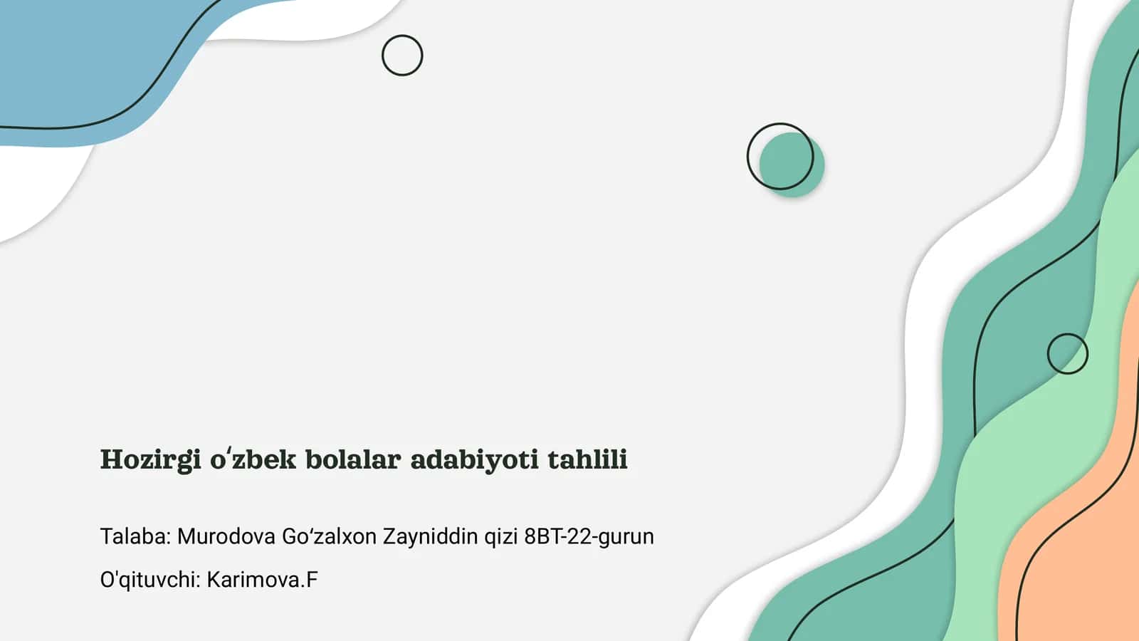 Hozirgi oʻzbek bolalar adabiyoti tahlili