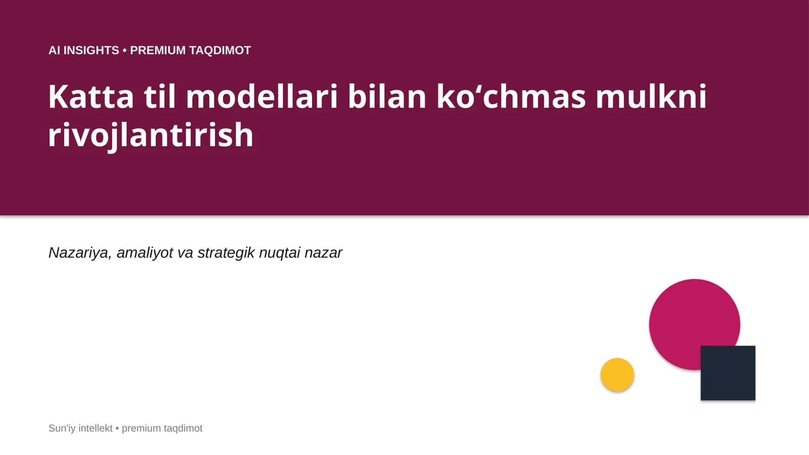 Katta til modellari bilan koʻchmas mulkni rivojlantirish