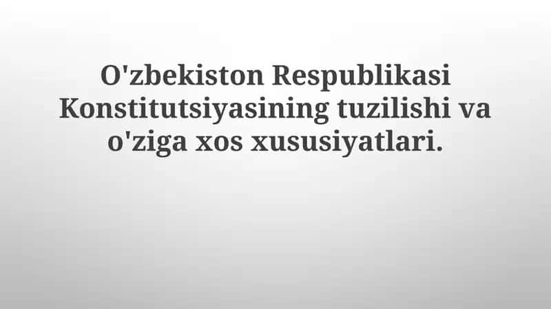 O'zbekiston Respublikasi Konstitutsiyasi