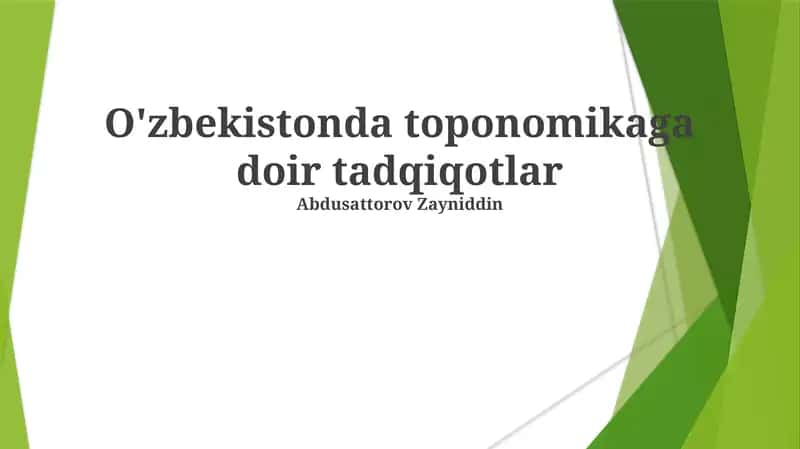 O'zbekistonda toponomikaga doir tadqiqotlar