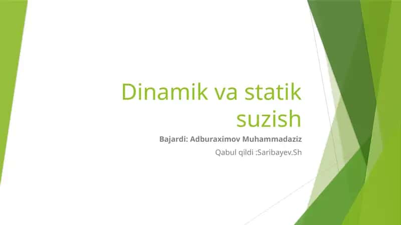 Dinamik va statik suzish