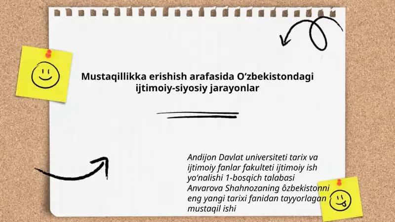 Ôzbekiston tarixi fanidan tayyorlagan mustaqil ish