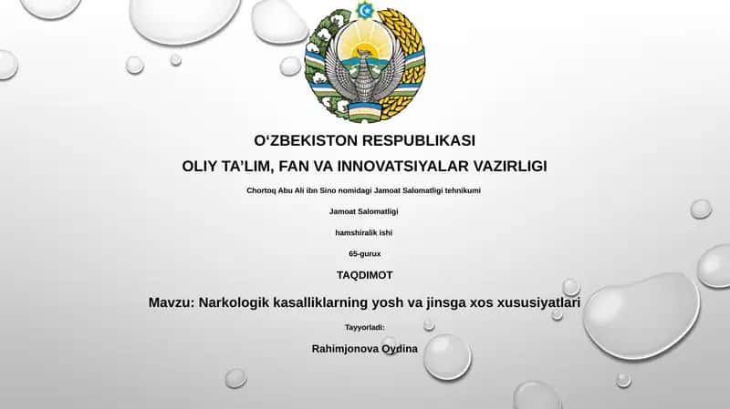 Narkologik kasalliklarning yosh va jinsga xos xususiyatlari