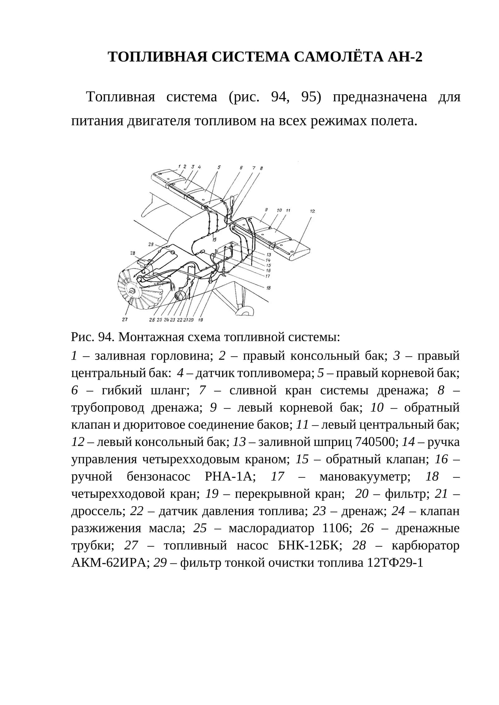 Топливная система самолета Ан-2