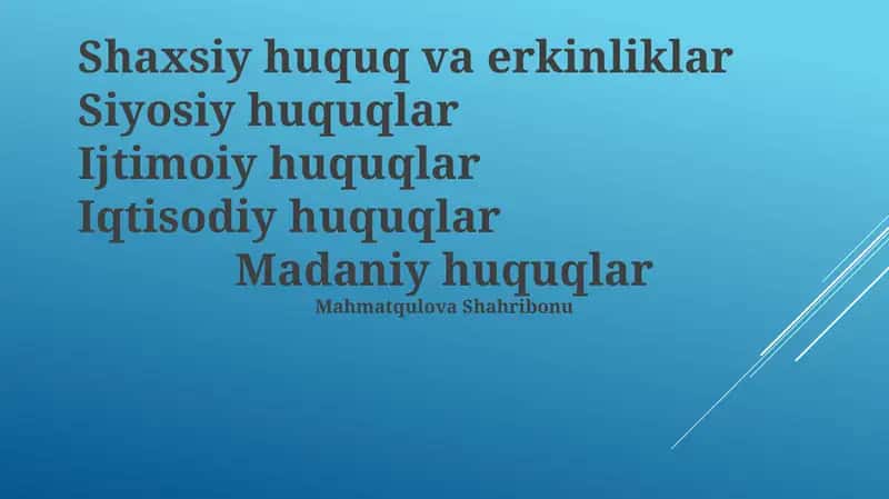 Shaxsiy huquq va erkinliklar