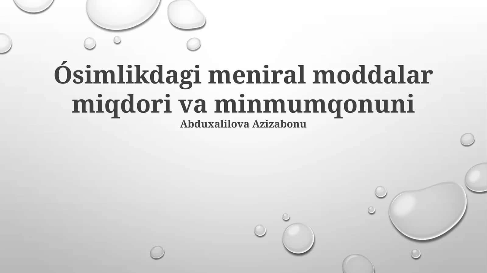 O‘simlikdagi meniral moddalar miqdori va minmum qonuni