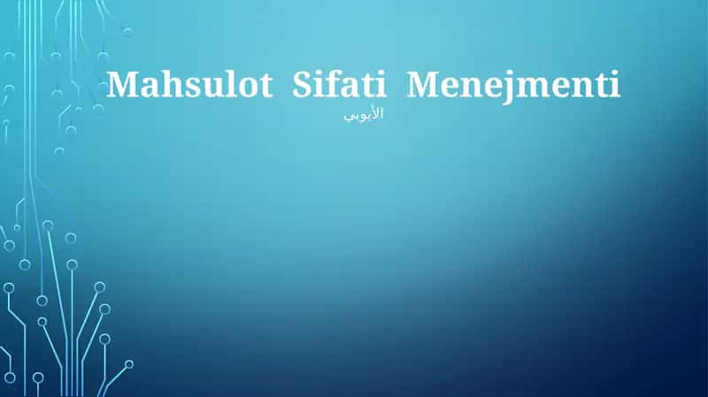 Mahsulot Sifati Menejmenti
