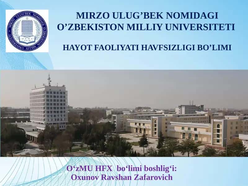 HAYOT FAOLIYATI HAVFSIZLIGI BO’LIMI