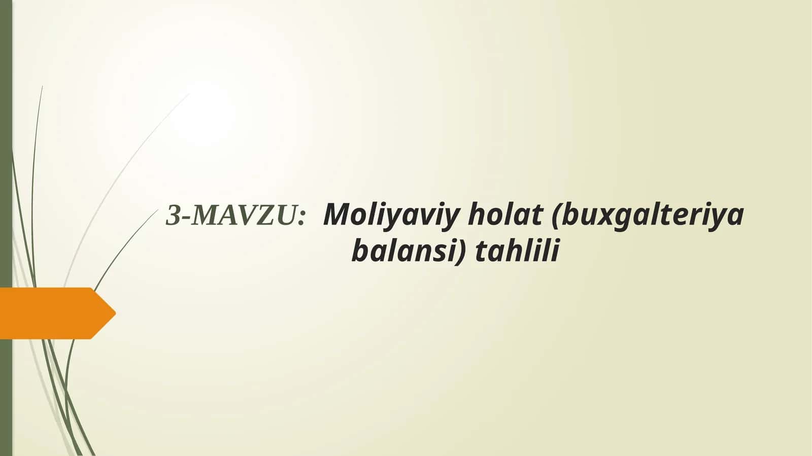 Moliyaviy holat (buxgalteriya balansi) tahlili