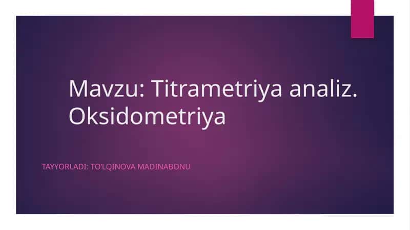 Titrametriya Analizi