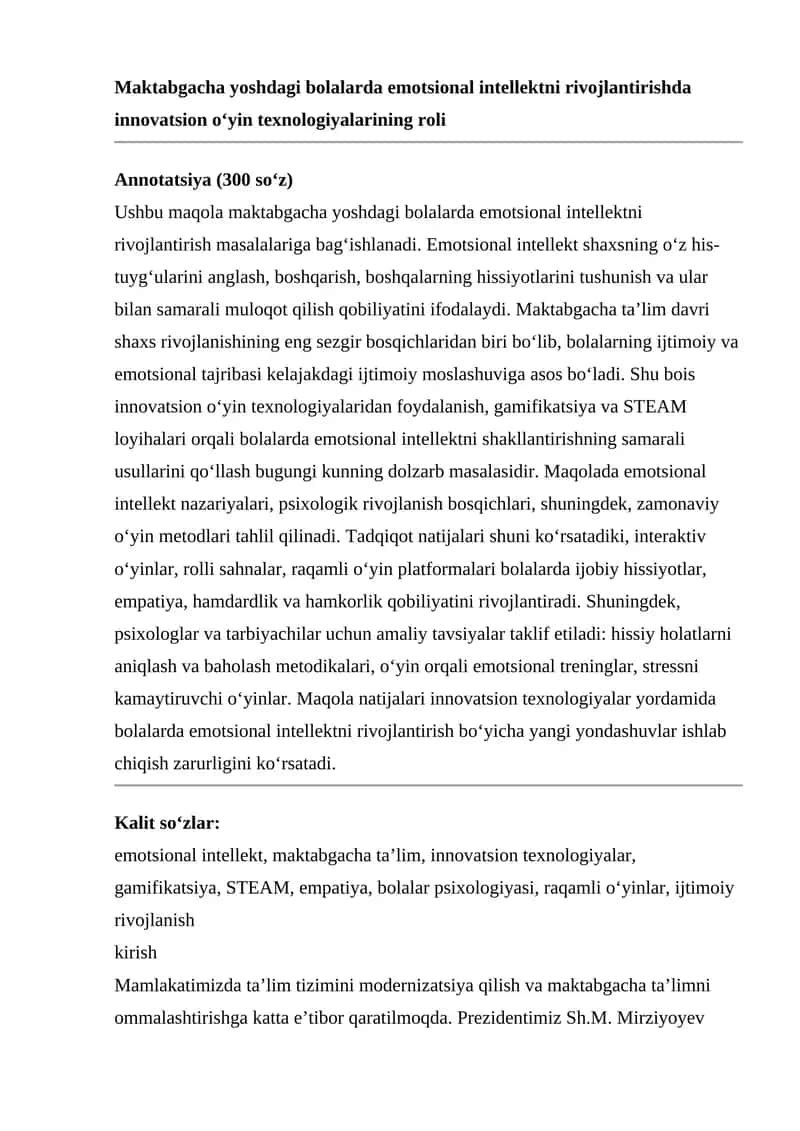 Emotsional Intellektning Rivojlantirilishi