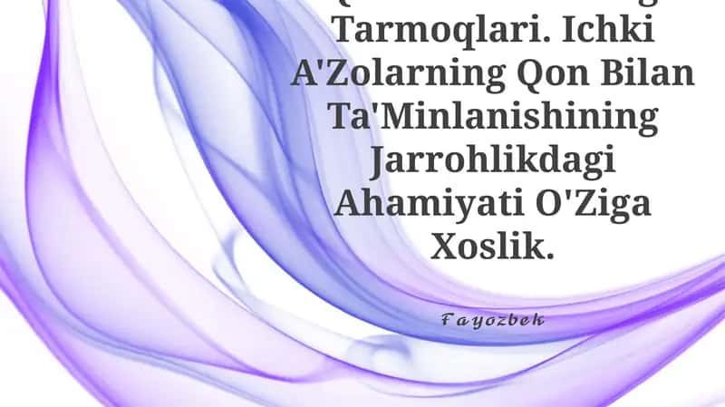 Ko'Krak Aortasi Va Qorin Aortasining Tarmoqlari