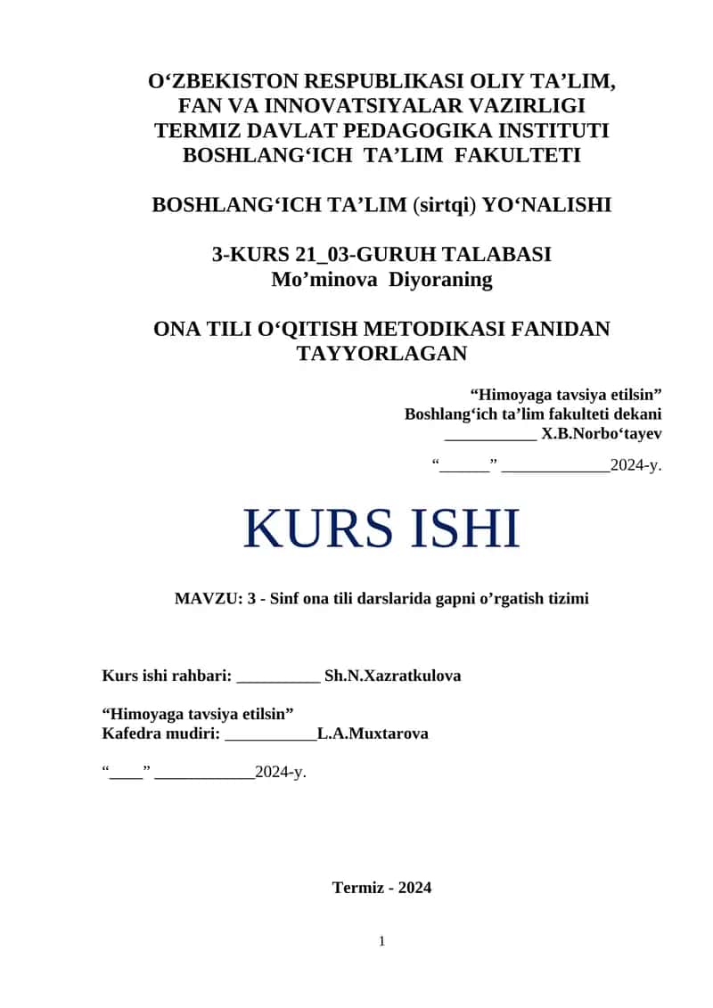 ONA TILI O‘QITISH METODIKASI