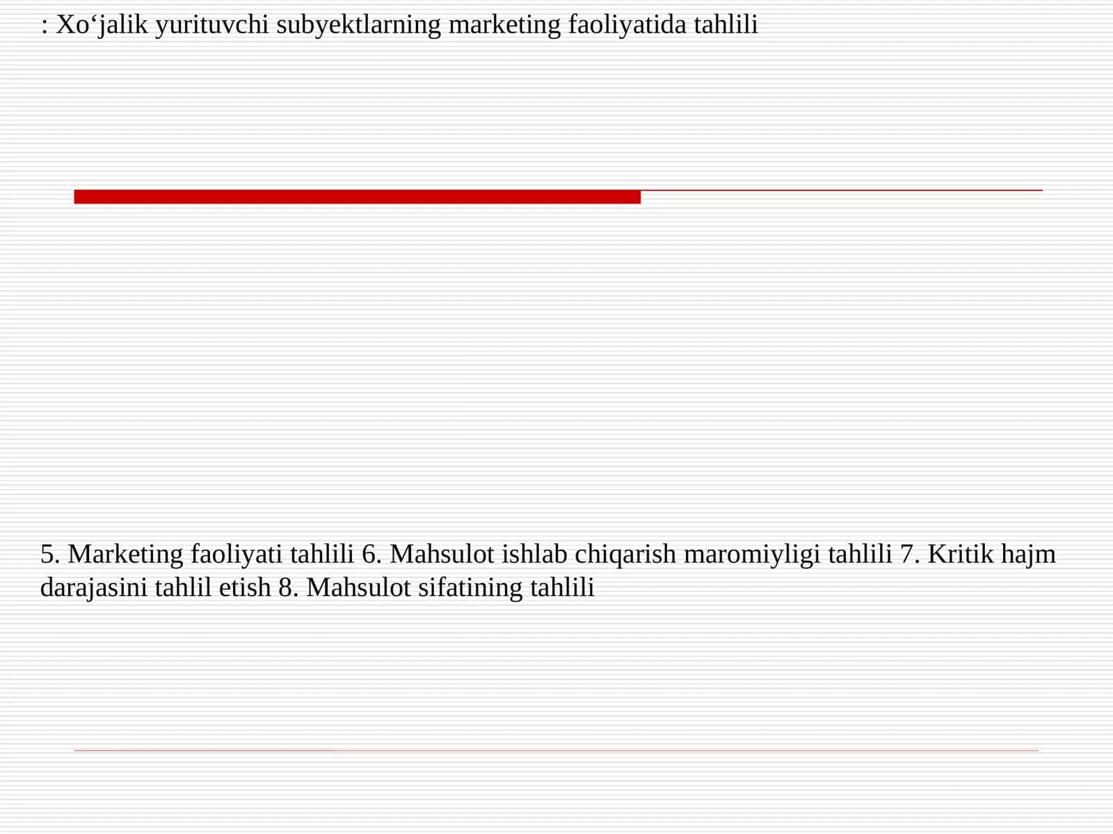 Mahsulot sifatining tahlili