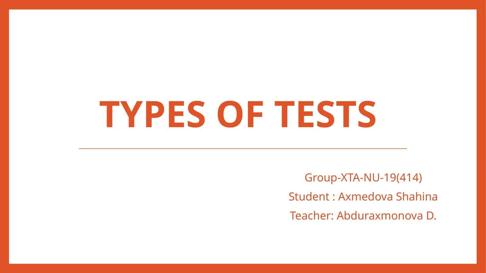 Diagnostic Tests