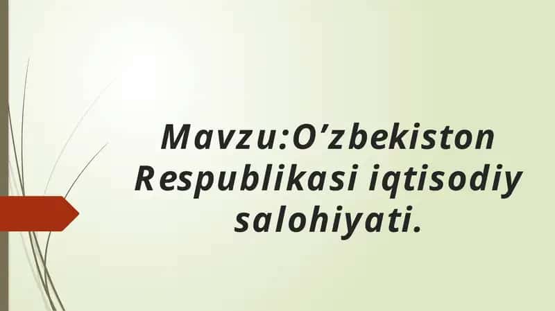 O’zbekiston Respublikasi iqtisodiy salohiyati