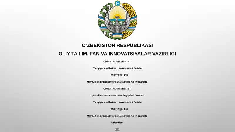 Tadqiqotning moddiy vositalari va ularning tavsifi