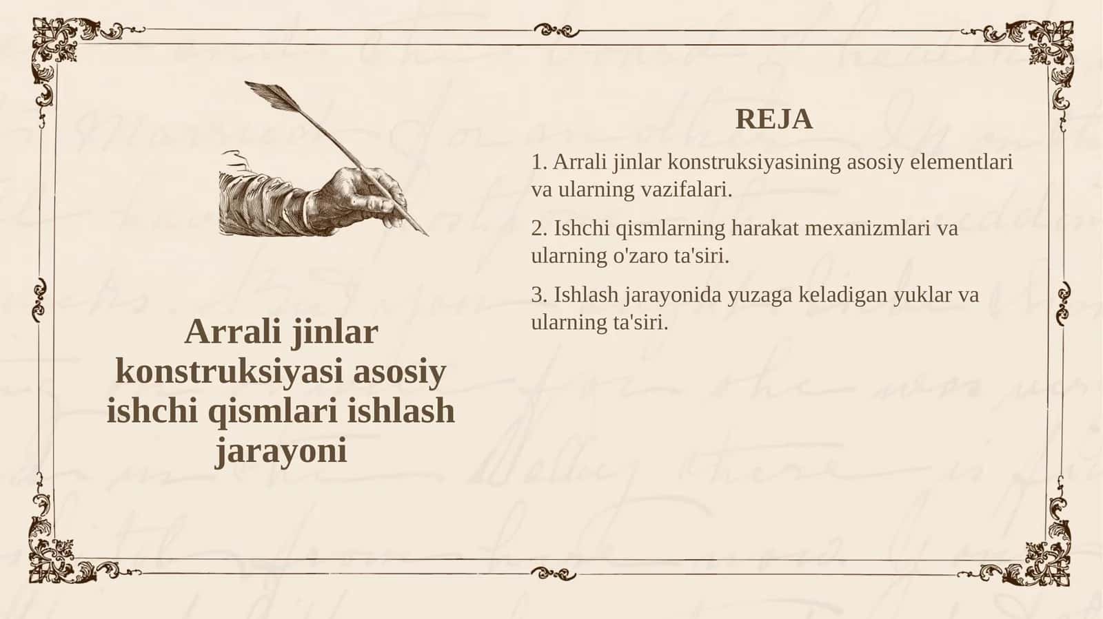 Arrali jinlar konstruksiyasi asosiy ishchi qismlari ishlash jarayoni