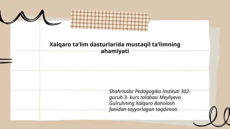 Xalqaro taʼlim dasturlarida mustaqil taʼlimning ahamiyati