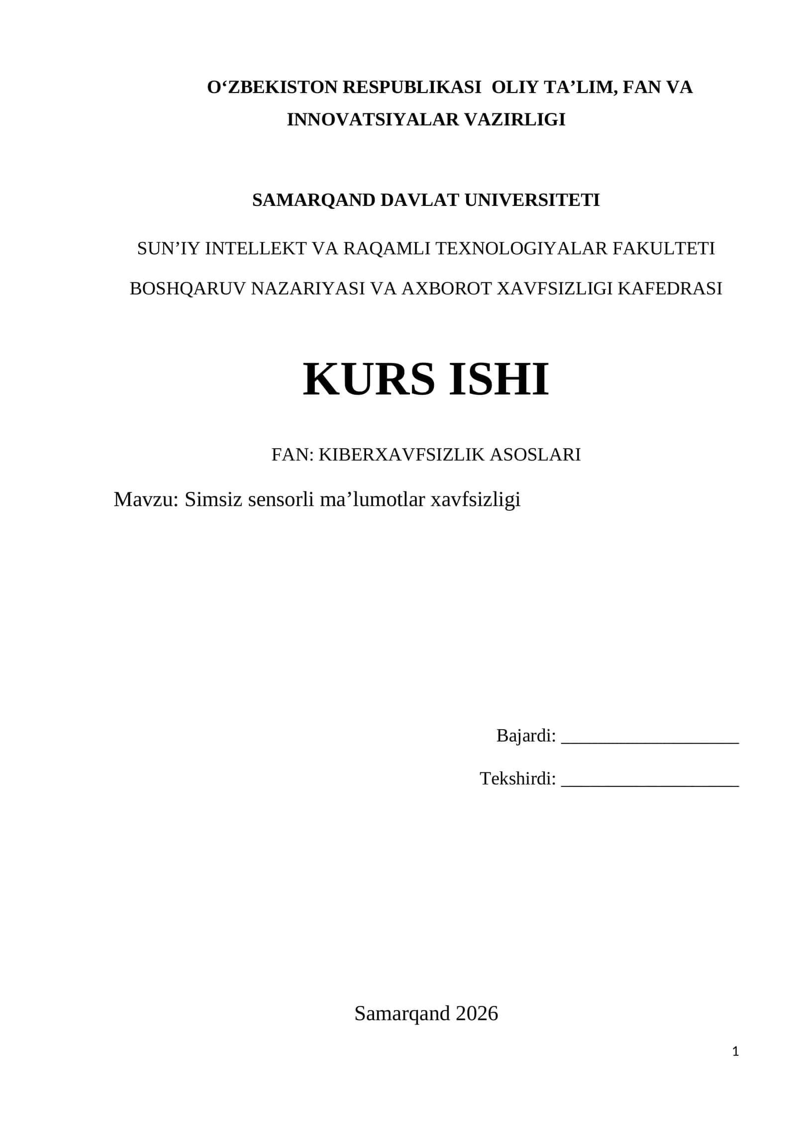 Simsiz sensorli ma’lumotlar xavfsizligi