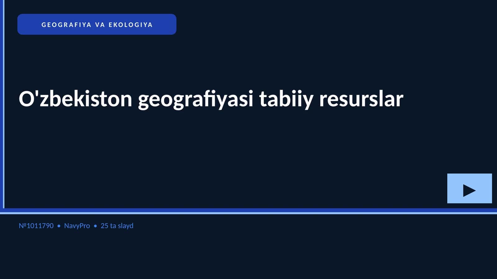 GEOGRAFIYA VA EKOLOGIYA O'zbekiston geografiyasi tabiiy resurslar