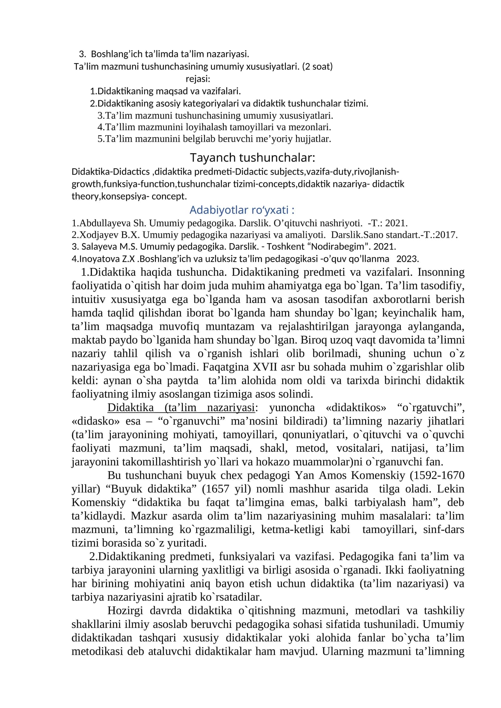 Boshlang’ich ta’limda ta’lim nazariyasi