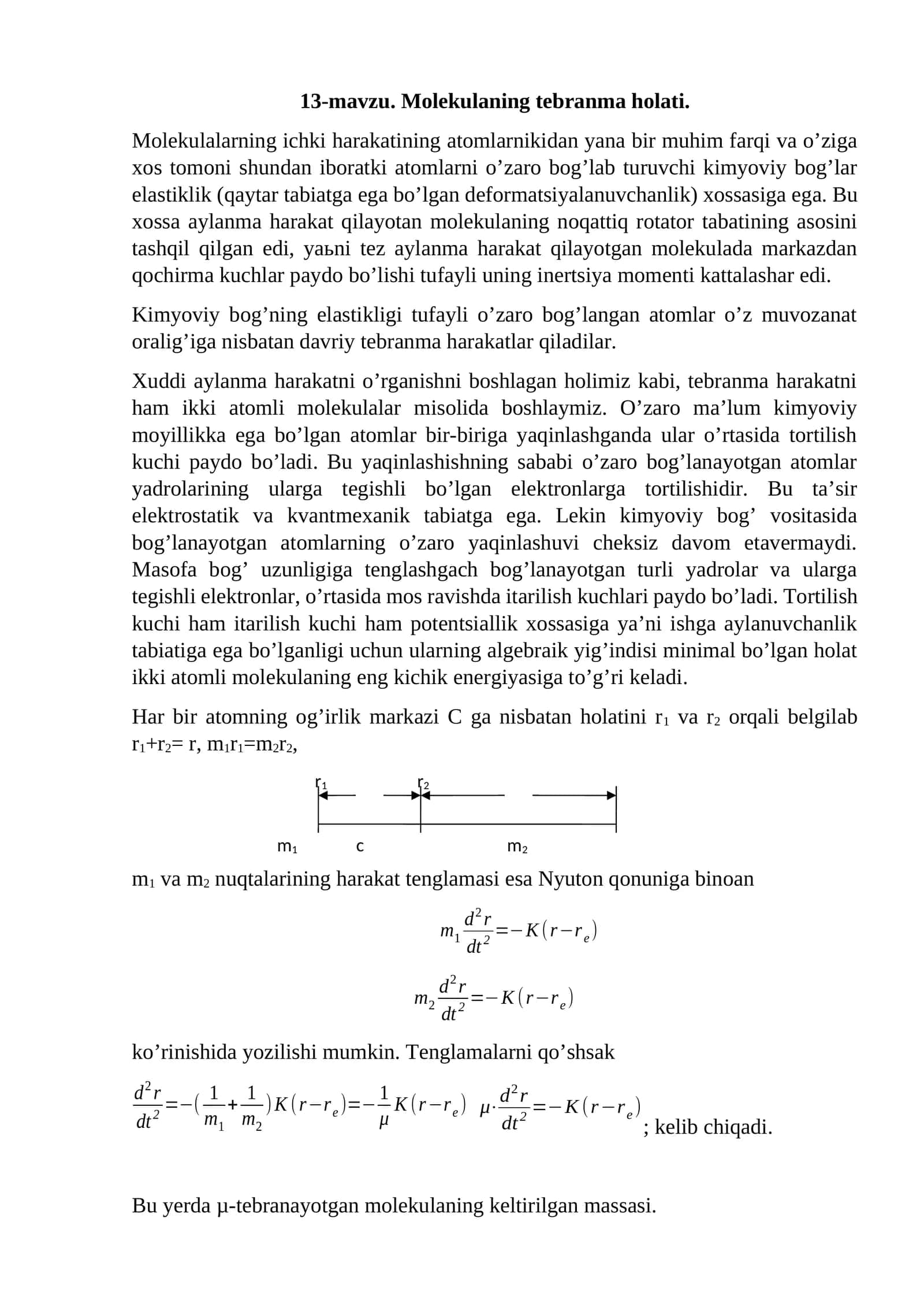 Molekulaning tebranma holati