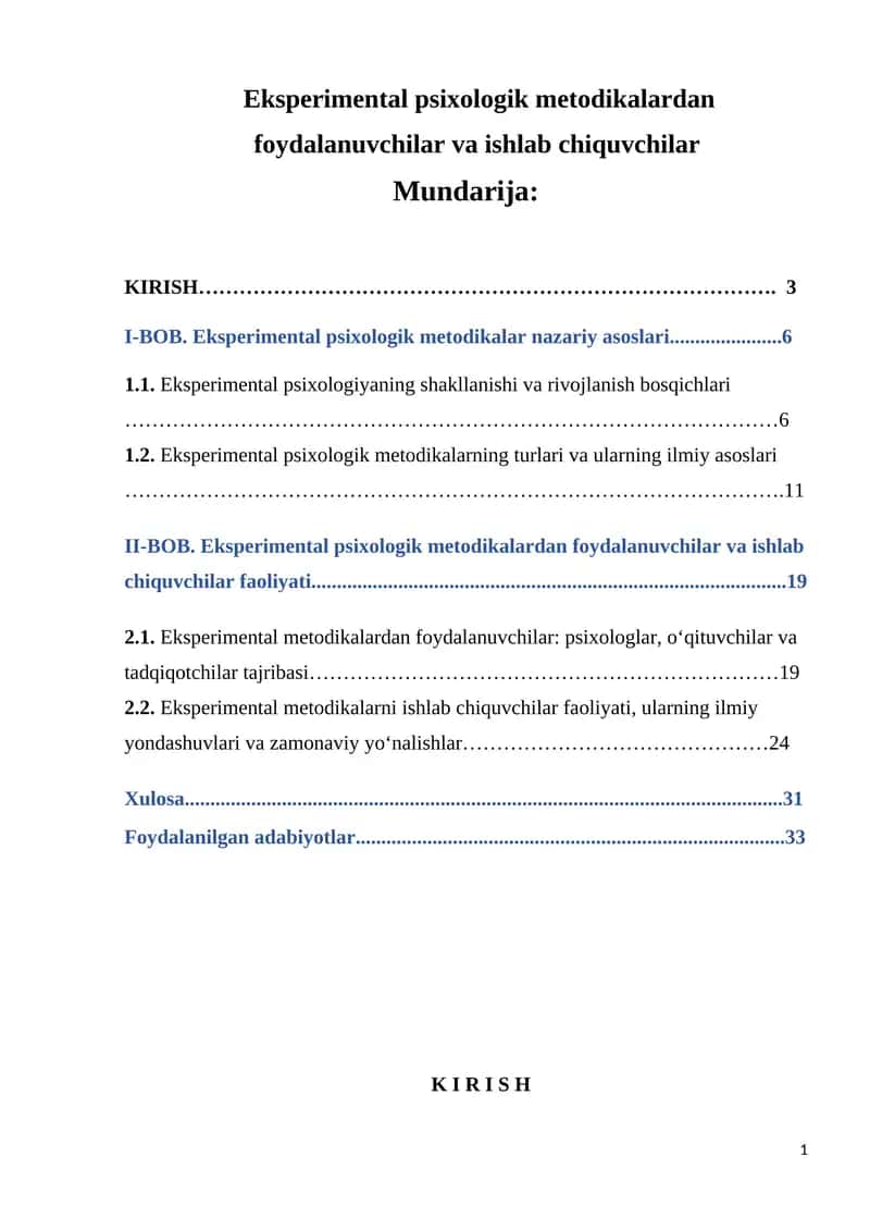 Eksperimental psixologik metodikalardan foydalanuvchilar va ishlab chiquvchilar