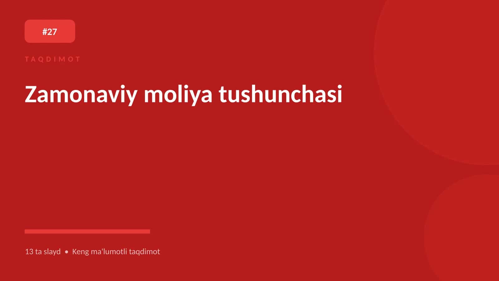 Zamonaviy moliya tushunchasi