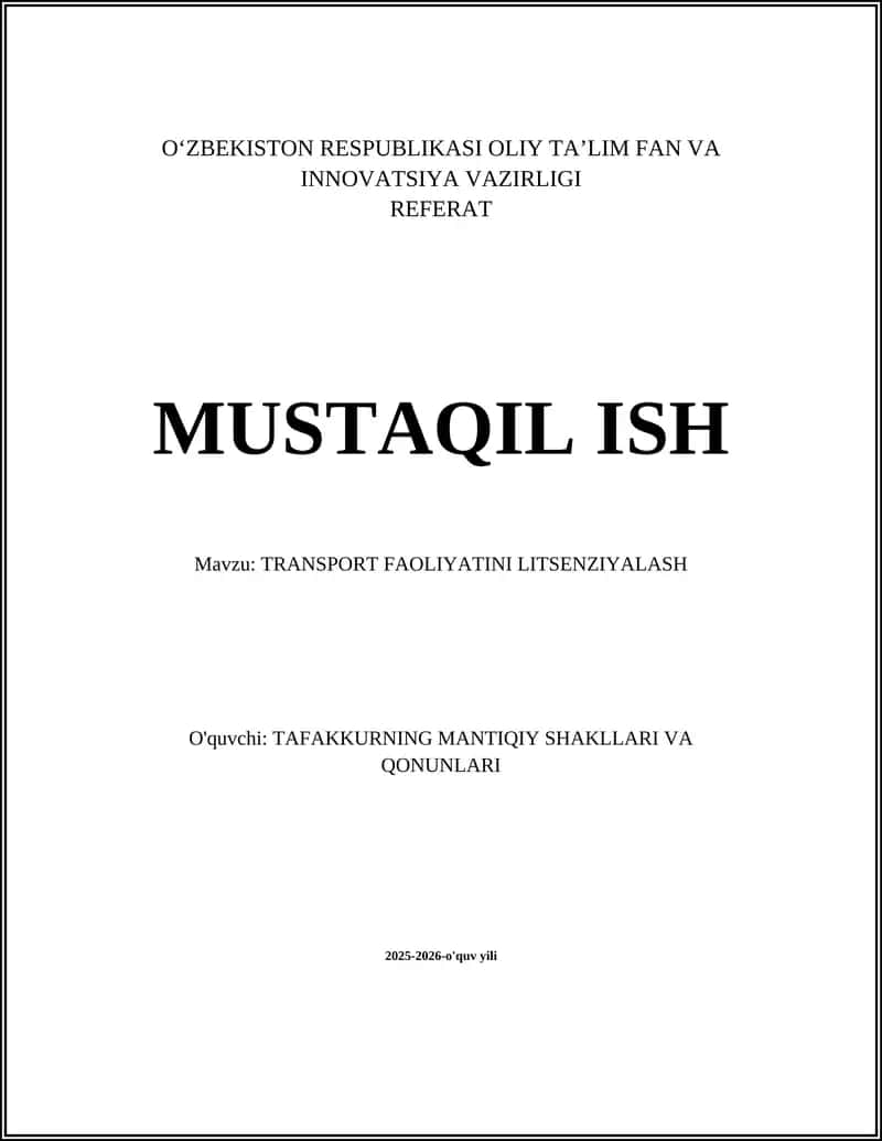 Transport faoliyatini litsenziyalash