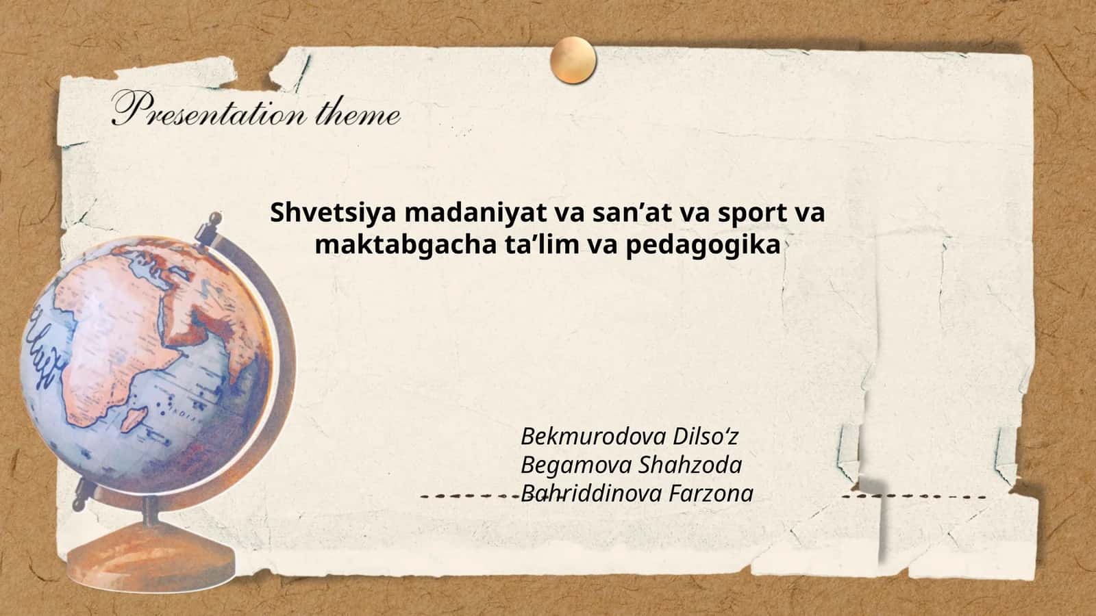 Shvetsiya madaniyat va sanʼat va sport va maktabgacha taʼlim va pedagogika