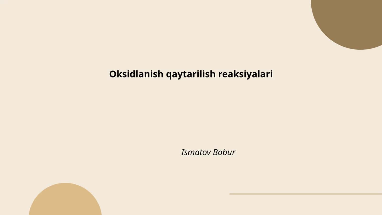 Oksidlanish qaytarilish reaksiyalari