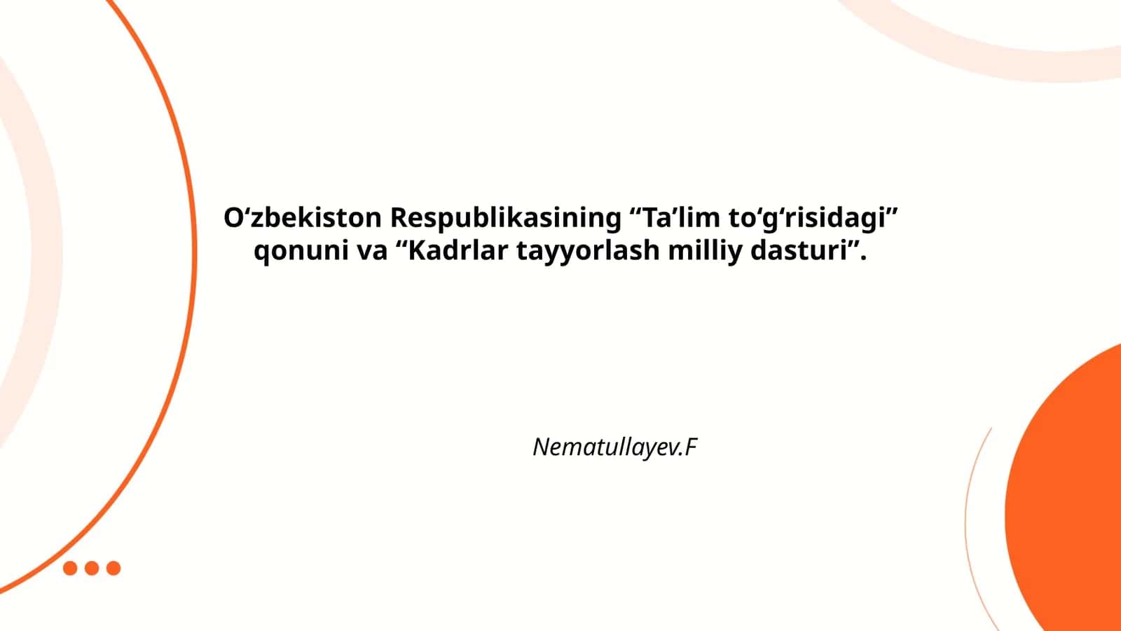 Ta'lim tizimining umumiy tuzilishi