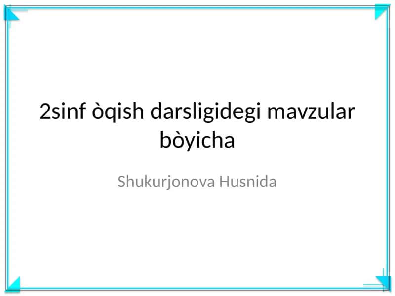 2-sinf òqish darsligidegi mavzular