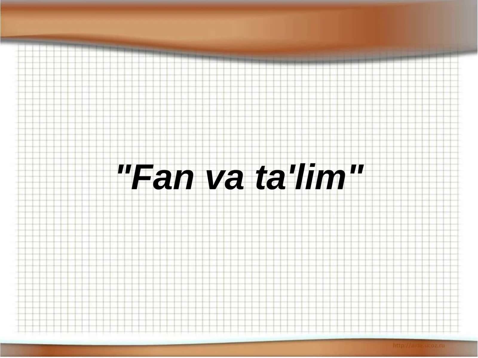 Fan va ta'lim