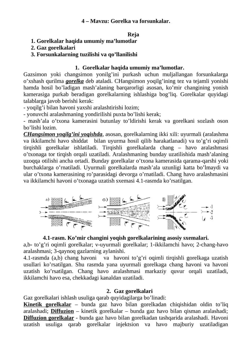 Gorelka va forsunkalar