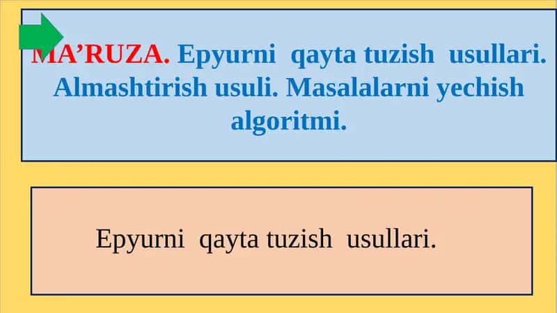Epyurni qayta tuzish usullari