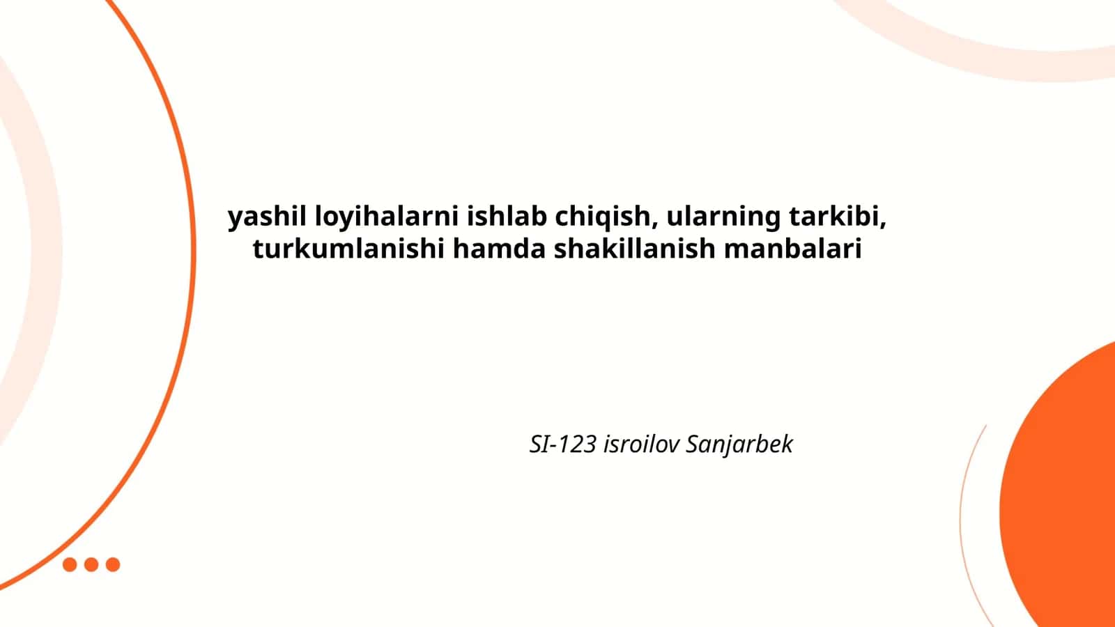 Yashil loyihalarni ishlab chiqish