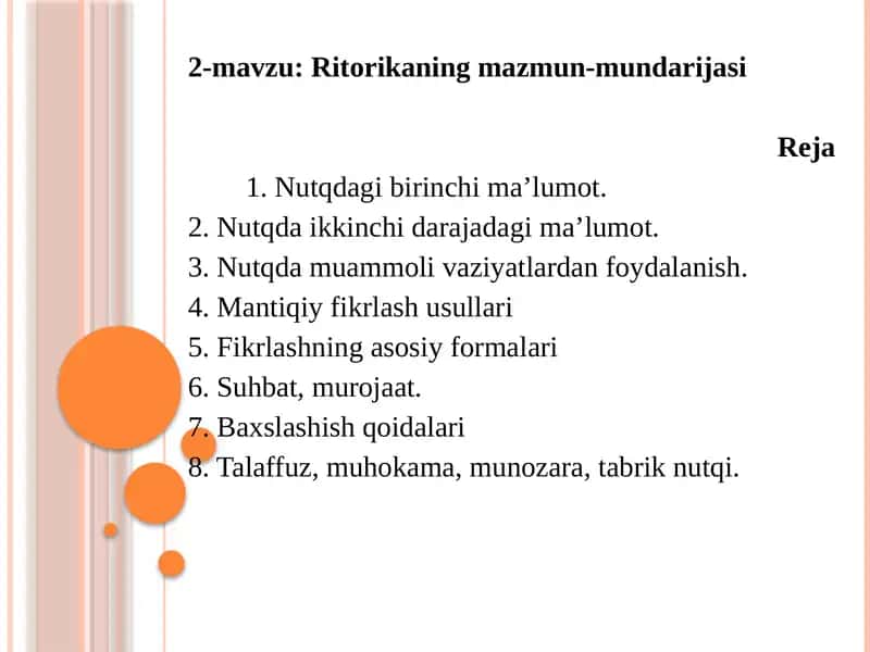 Ritorikaning mazmun-mundarijasi