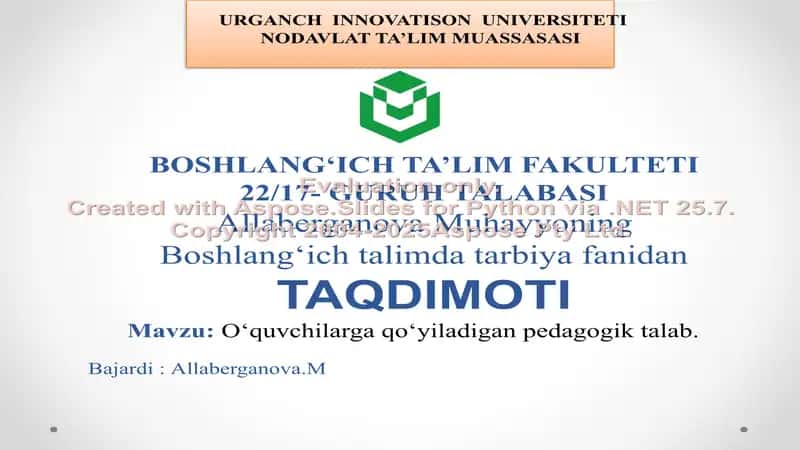 O‘QUVCHILARNI O'RGANISH METODIKASI