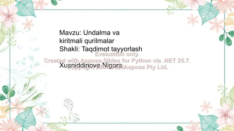 Undalma va kiritmali qurilmalar