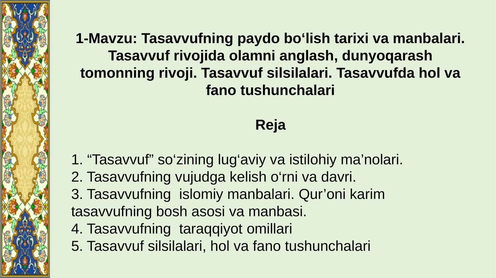 Tasavvufning Paydo Bo'lish Tarixi va Manbalari
